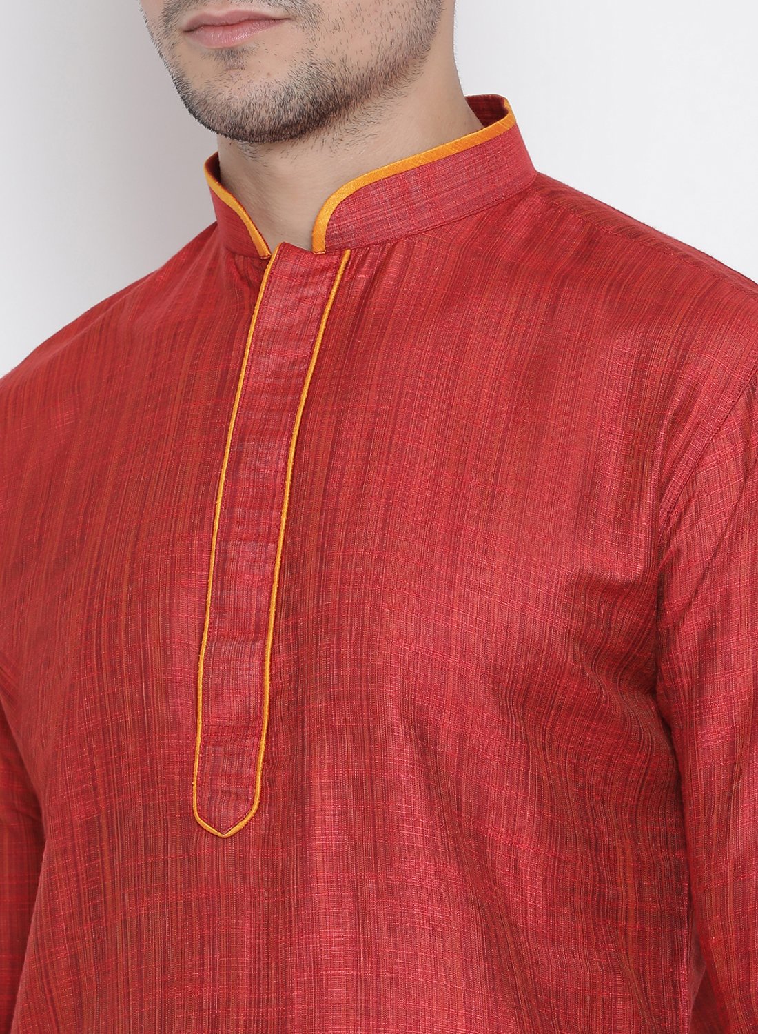 Men's Maroon Cotton Silk Blend Kurta