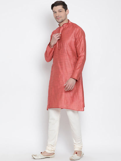 Men's Pink Cotton Kurta and Pyjama Set
