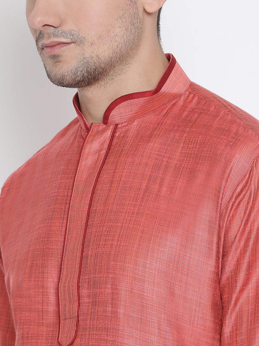 Men's Pink Cotton Kurta and Pyjama Set