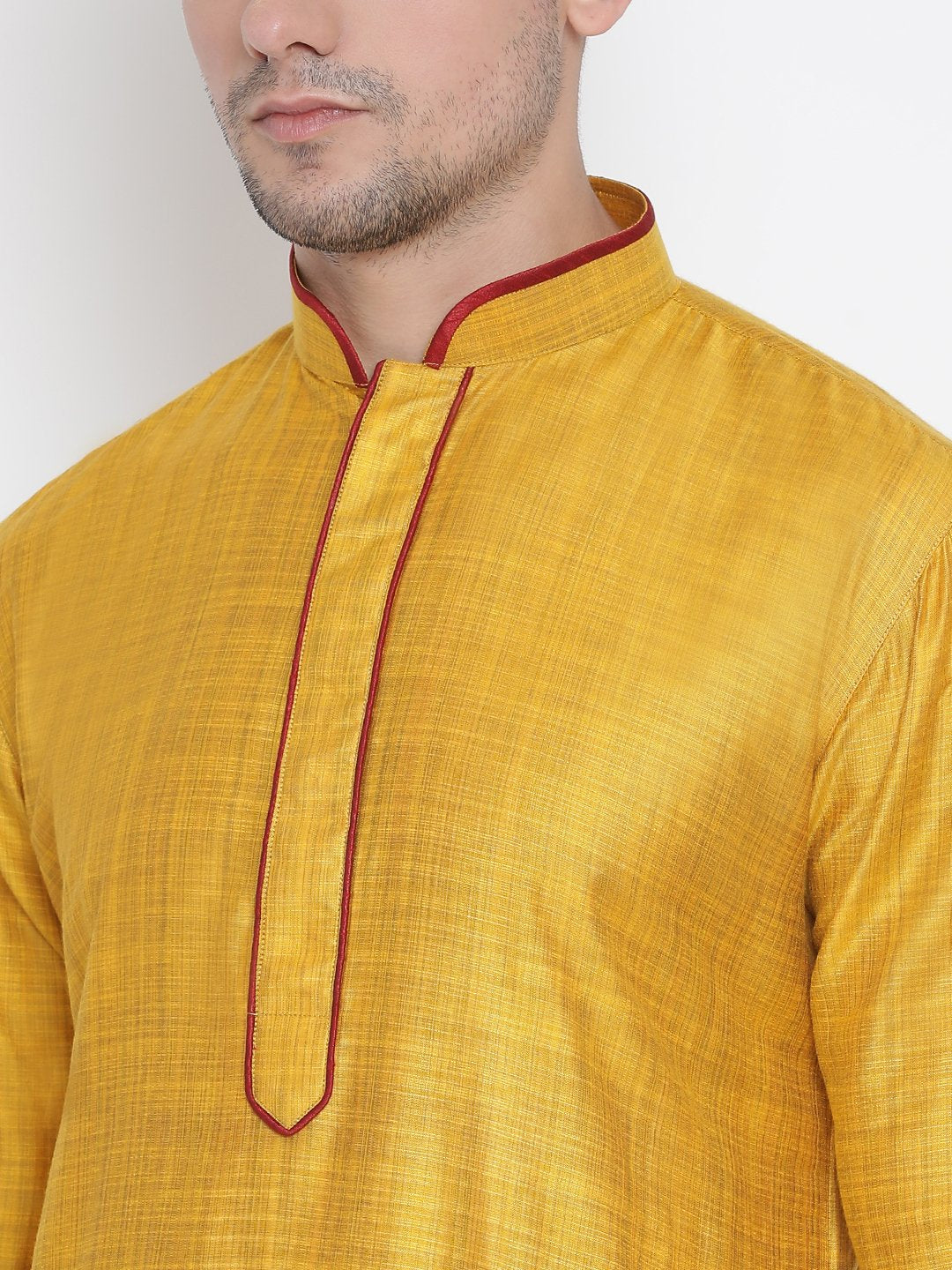 Men's Yellow Cotton Kurta and Pyjama Set