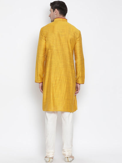 Men's Yellow Cotton Kurta and Pyjama Set