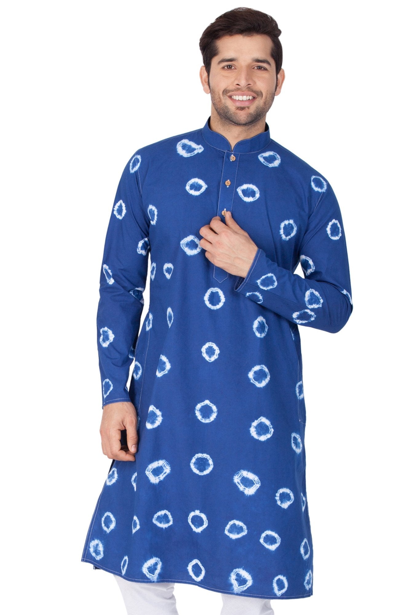 Men's Blue Cotton Kurta