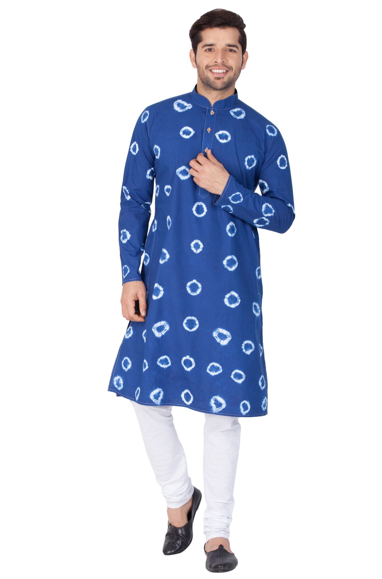 Men's Blue Cotton Kurta