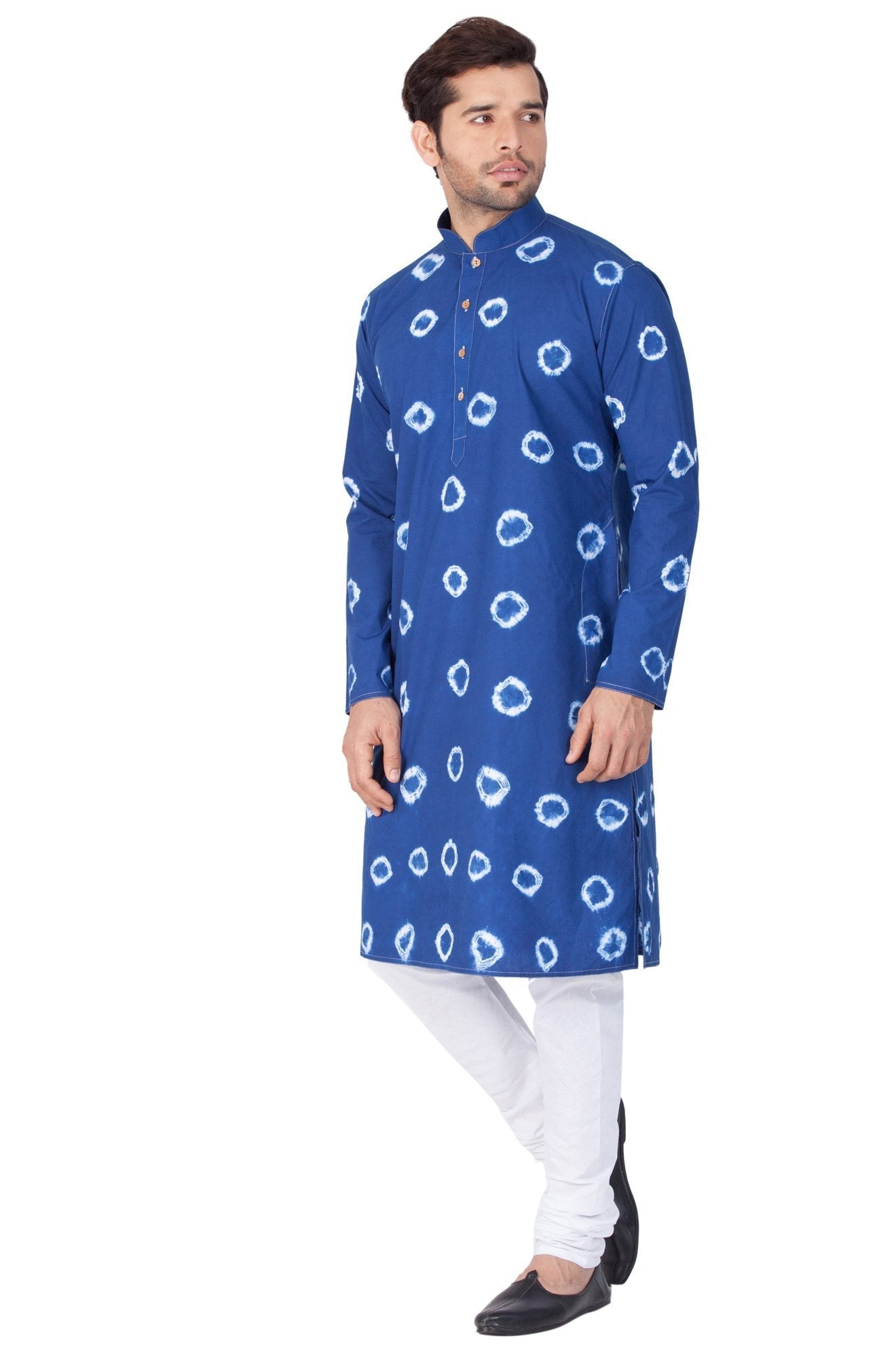 Men's Blue Cotton Kurta and Pyjama Set