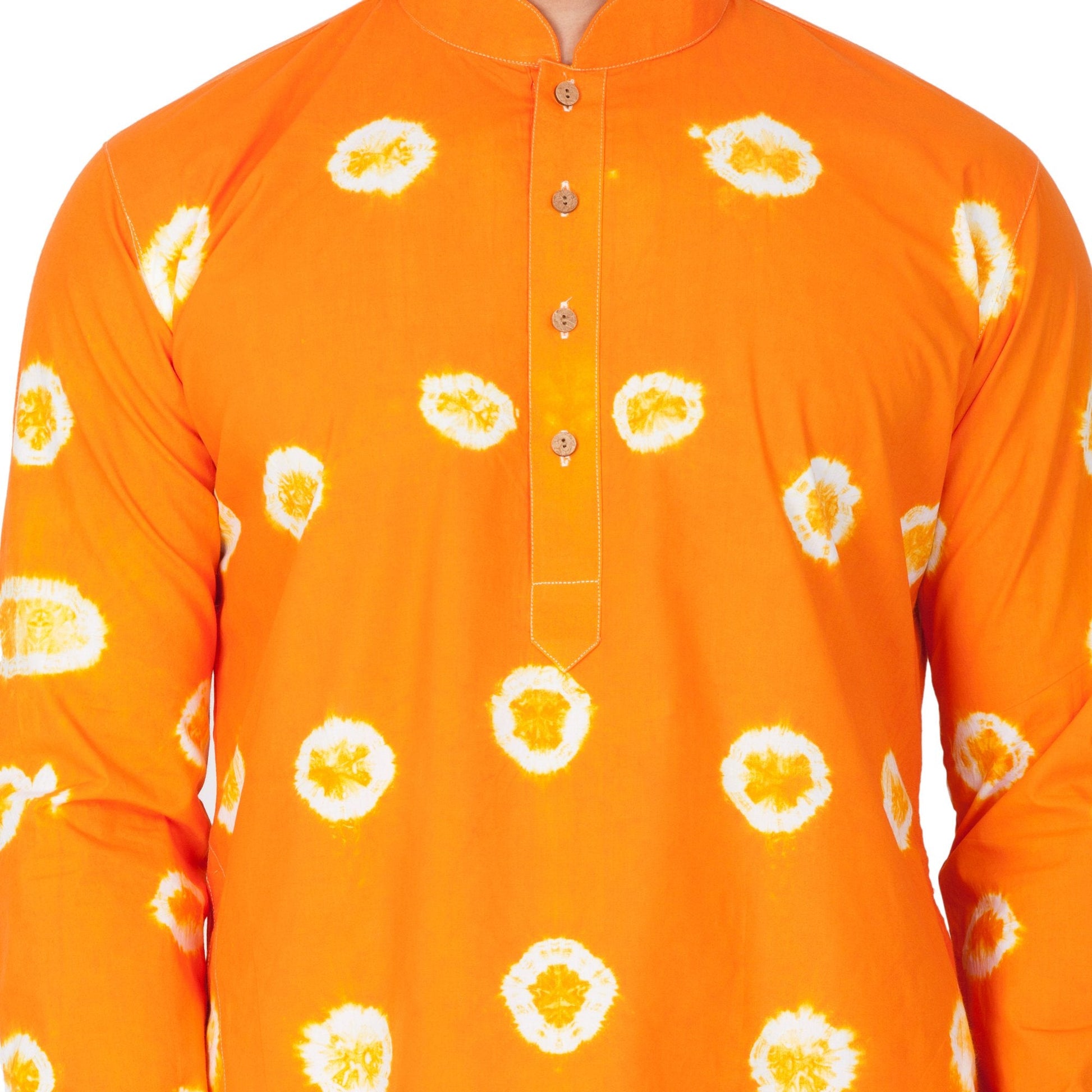 Men's Orange Cotton Kurta and Pyjama Set