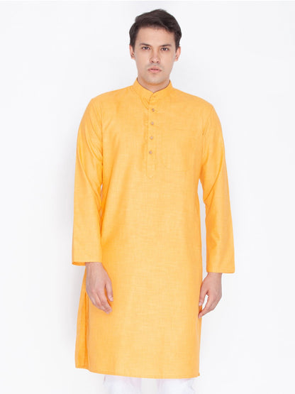 Men's Orange Linen Kurta