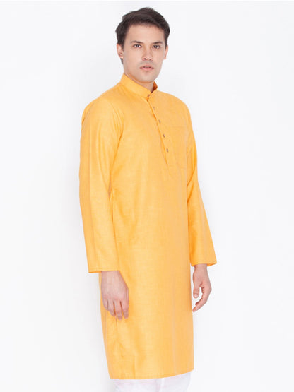 Men's Orange Linen Kurta