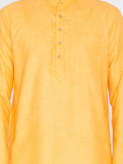 Men's Orange Linen Kurta