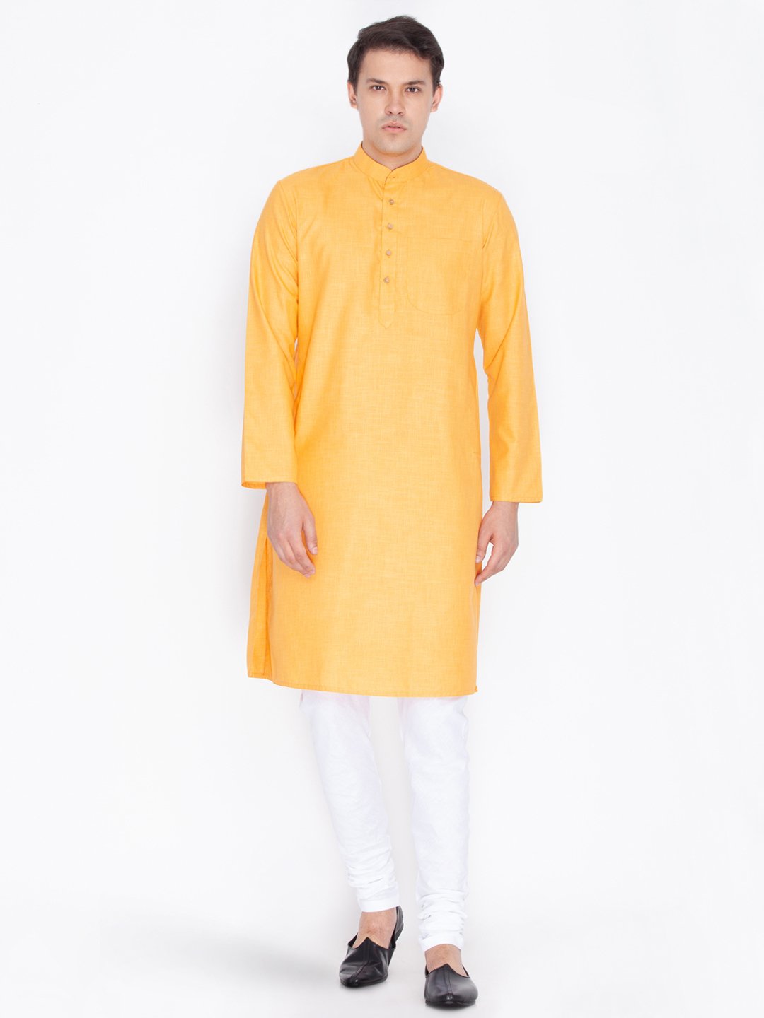 Men's Orange Linen Kurta
