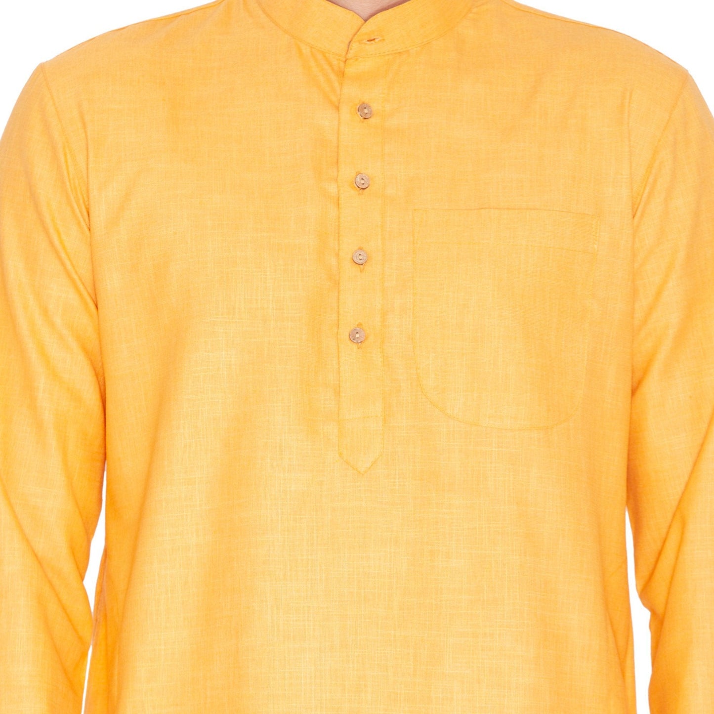 Men's Orange Linen Kurta and Pyjama Set
