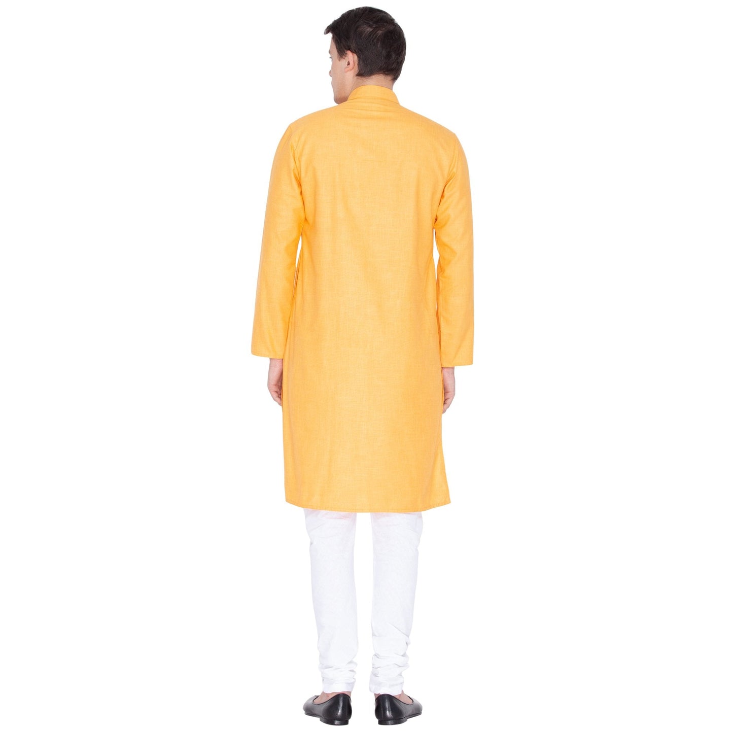 Men's Orange Linen Kurta and Pyjama Set