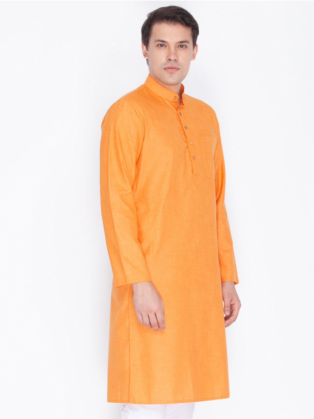 Men's Orange Linen Kurta