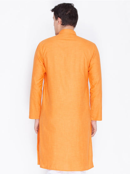 Men's Orange Linen Kurta