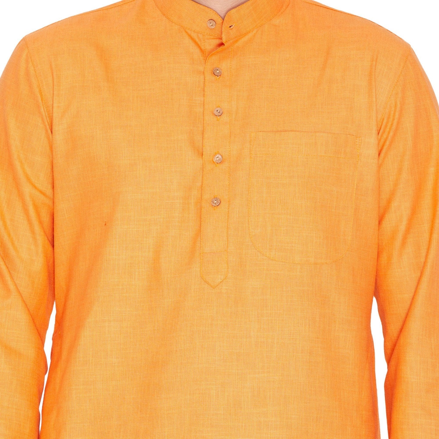 Men's Orange Linen Kurta and Pyjama Set
