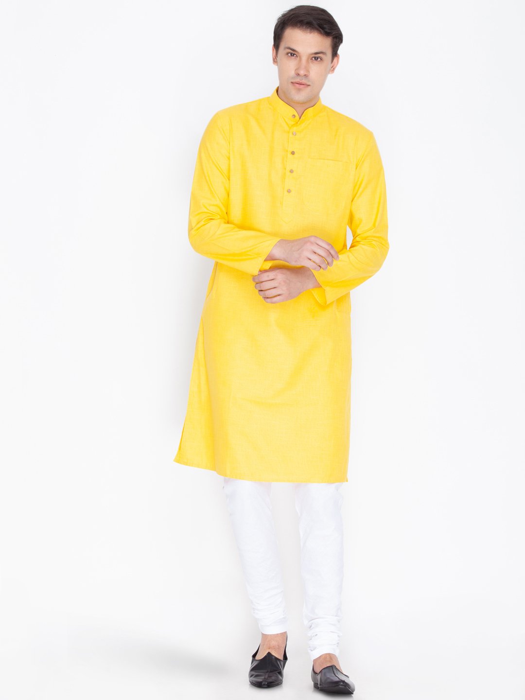 Men's Yellow Linen Kurta and Pyjama Set