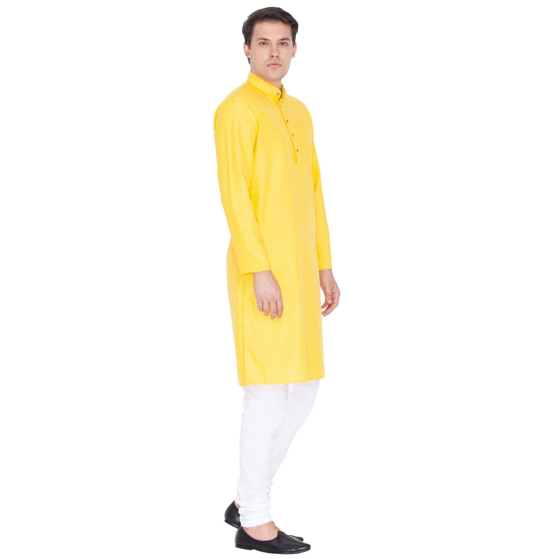 Men's Yellow Linen Kurta and Pyjama Set