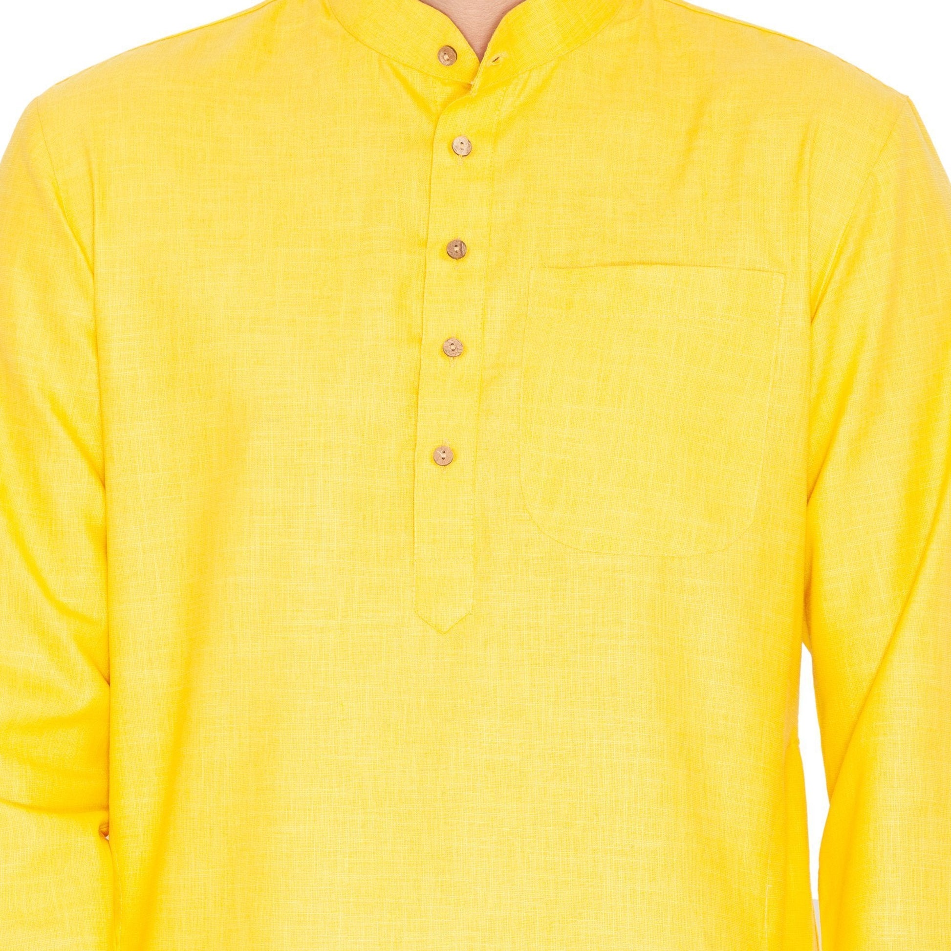 Men's Yellow Linen Kurta and Pyjama Set