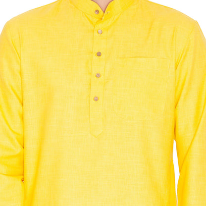 Men's Yellow Linen Kurta and Pyjama Set