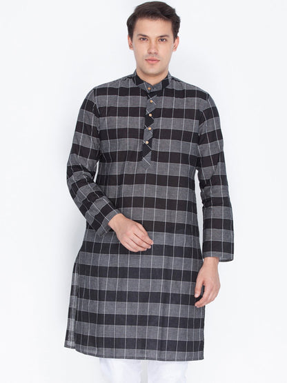 Men's Black Cotton Kurta