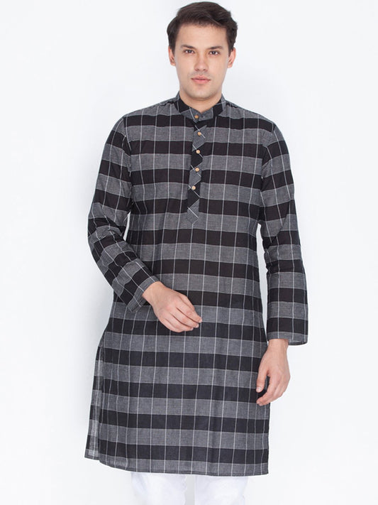 Men's Black Cotton Kurta