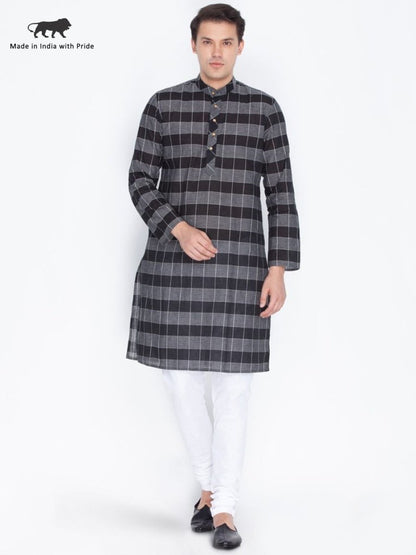 Men's Black Cotton Kurta and Pyjama Set