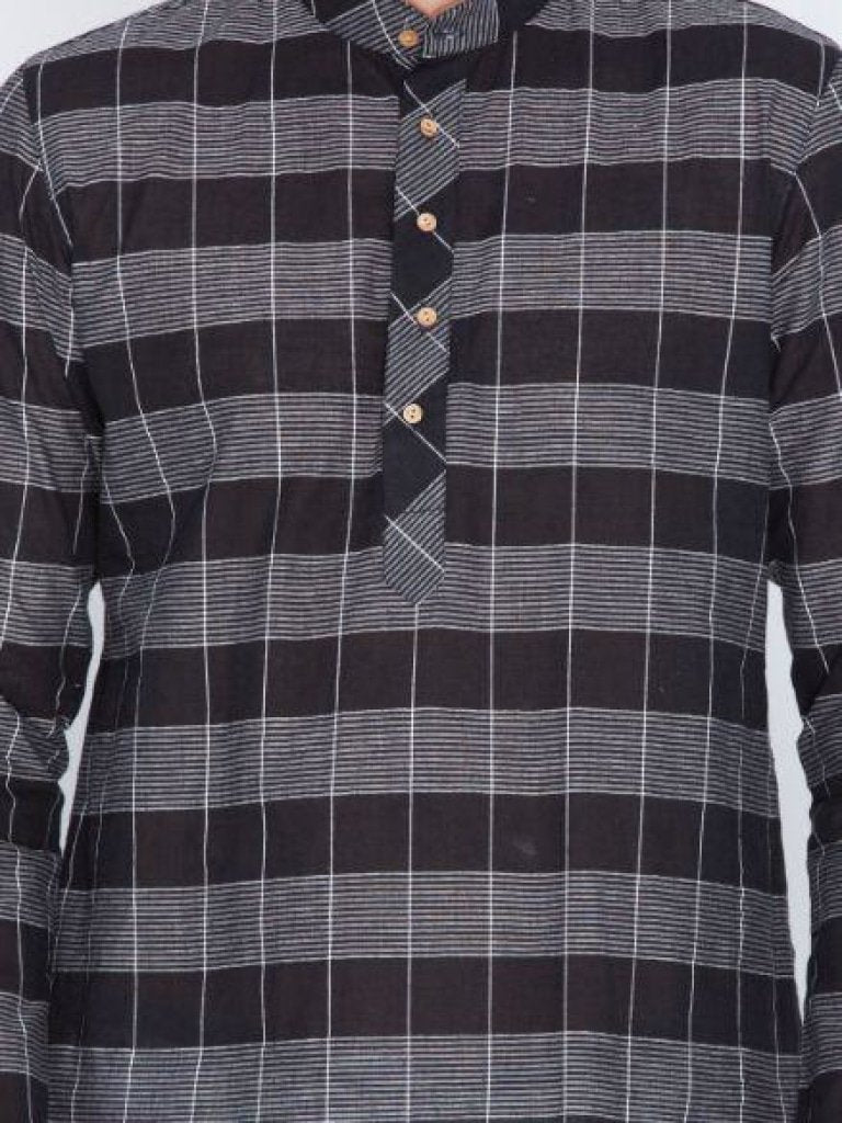 Men's Black Cotton Kurta and Pyjama Set