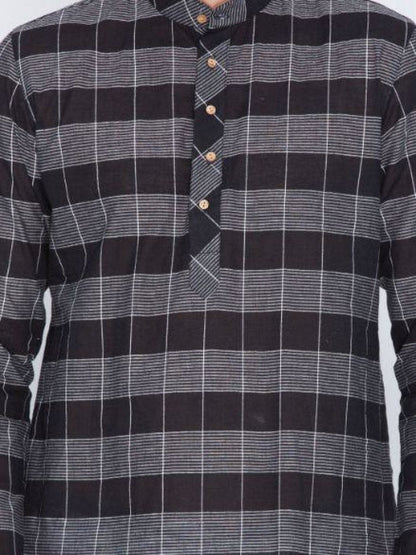 Men's Black Cotton Kurta and Pyjama Set