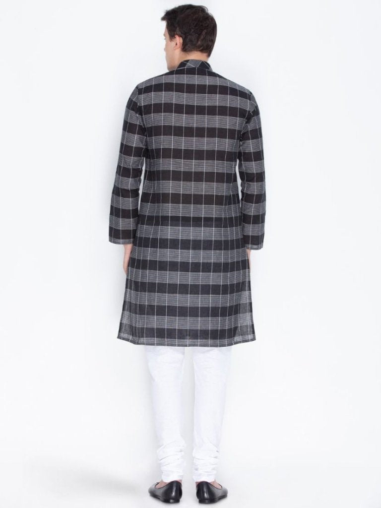 Men's Black Cotton Kurta and Pyjama Set