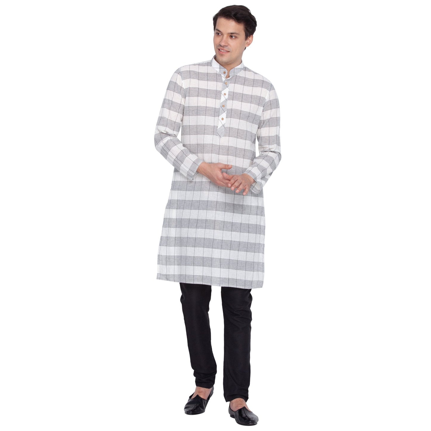 Men's White Cotton Kurta and Pyjama Set