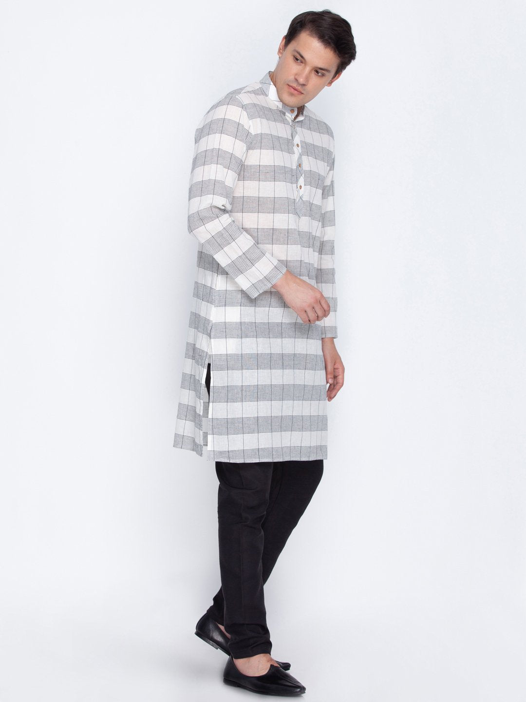 Men's White Cotton Kurta and Pyjama Set