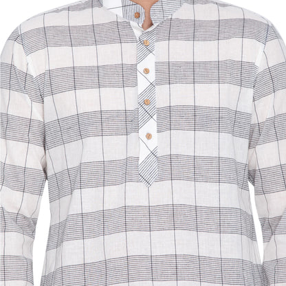 Men's White Cotton Kurta and Pyjama Set
