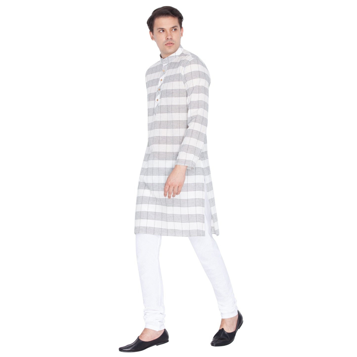 Men's White Cotton Kurta and Pyjama Set