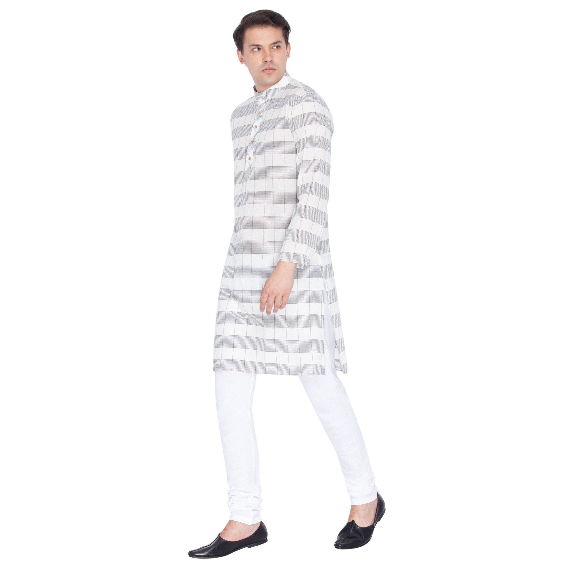 Men's White Cotton Kurta and Pyjama Set