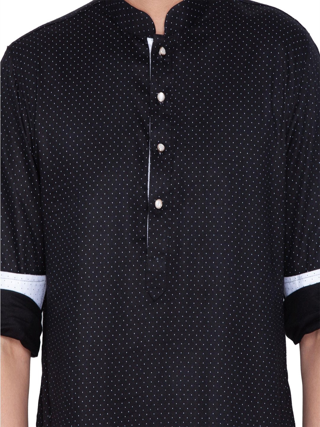 Men's Black Cotton Kurta Pajama Set