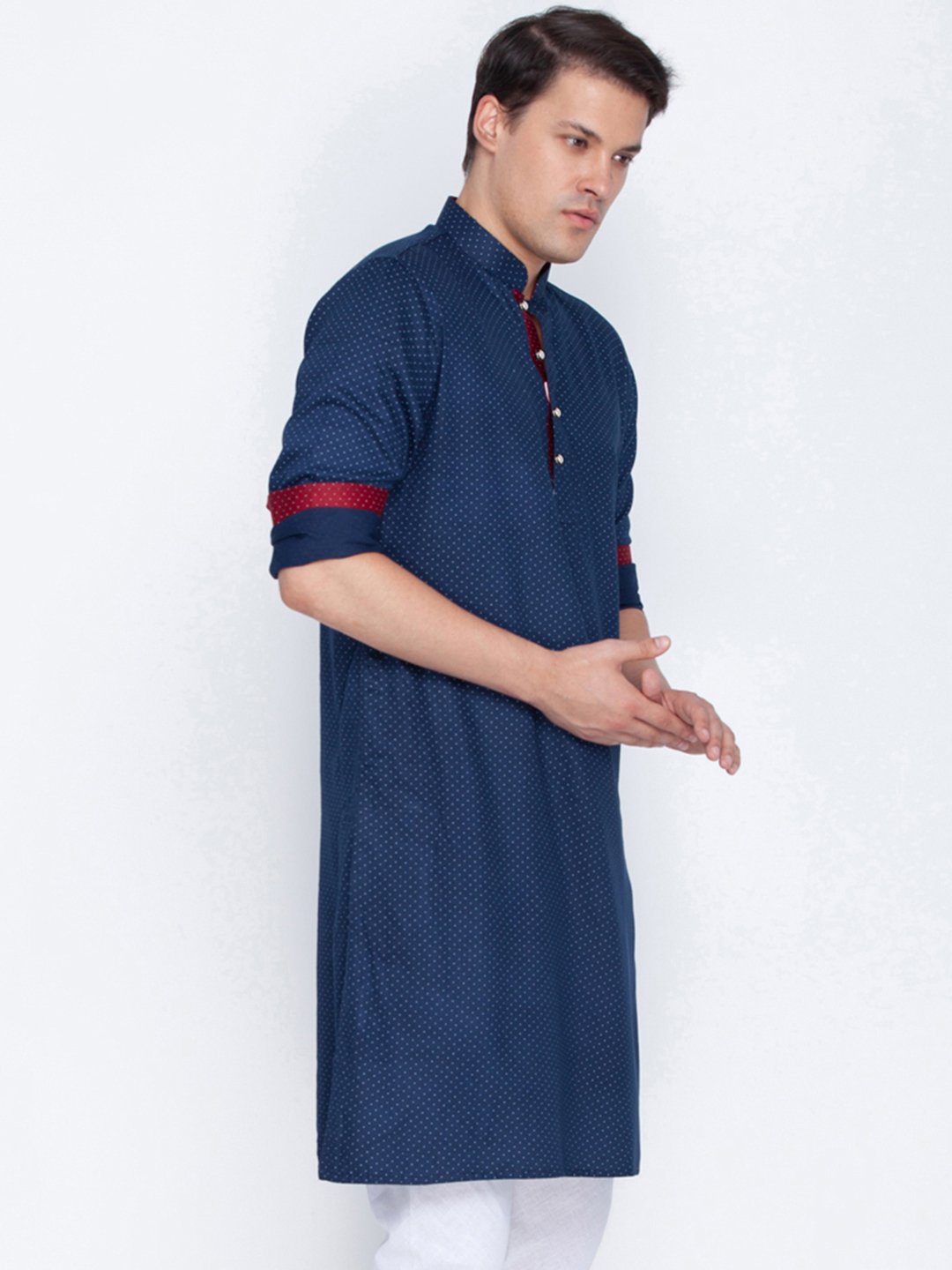 Men's Blue Cotton Kurta