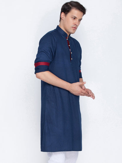 Men's Blue Cotton Kurta