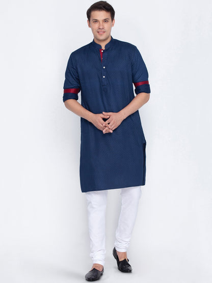 Men's Blue Cotton Kurta