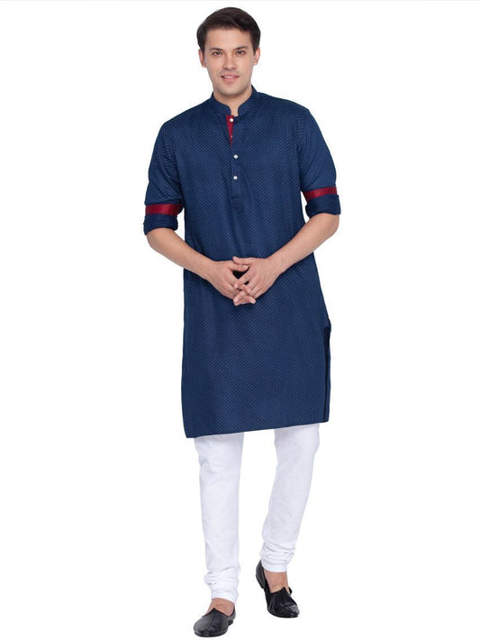 Men's Blue Cotton Kurta