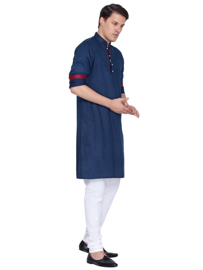 Men's Blue Cotton Kurta