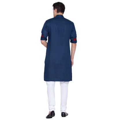 Men's Blue Cotton Kurta