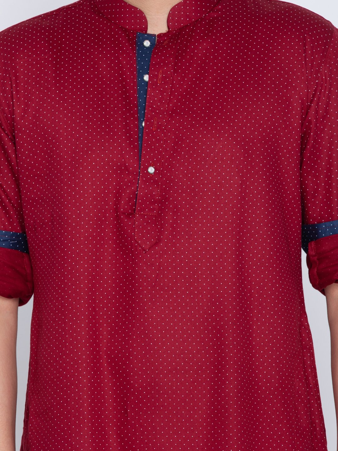 Men's Maroon Cotton Kurta