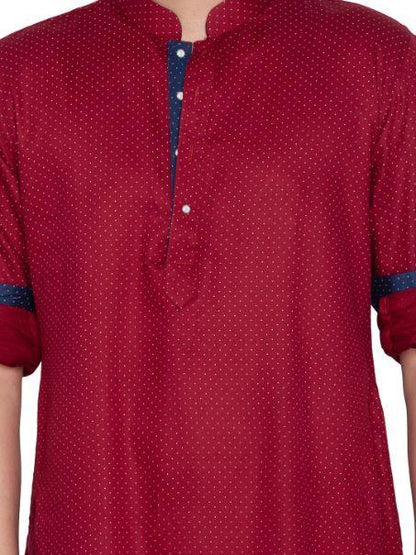 Men's Maroon Cotton Kurta