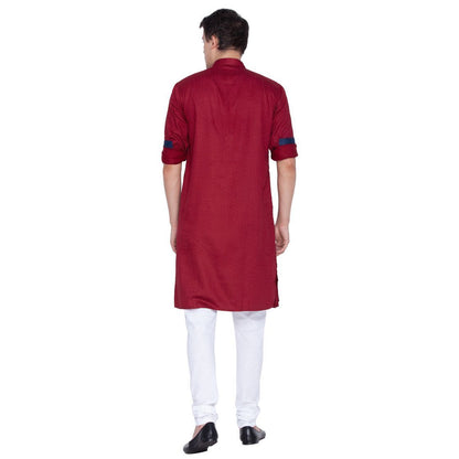 Men's Maroon Cotton Kurta