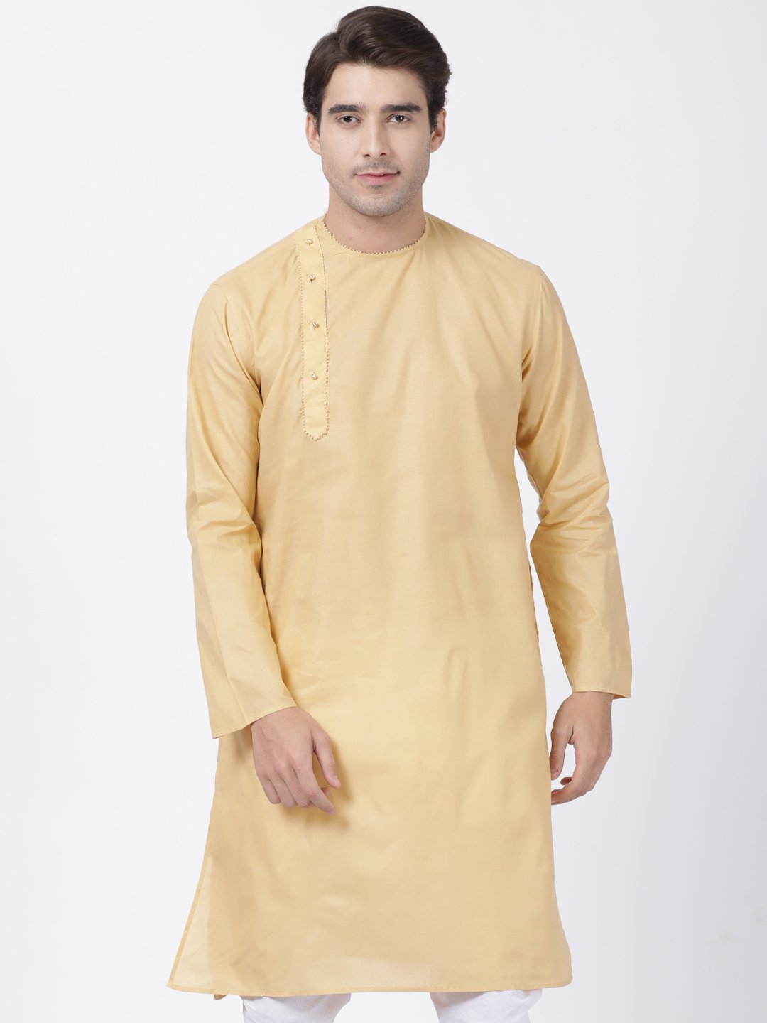 Men's Beige Cotton Blend Kurta
