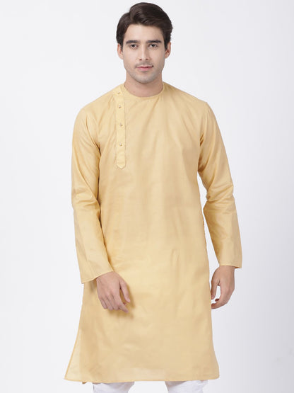 Men's Beige Cotton Blend Kurta