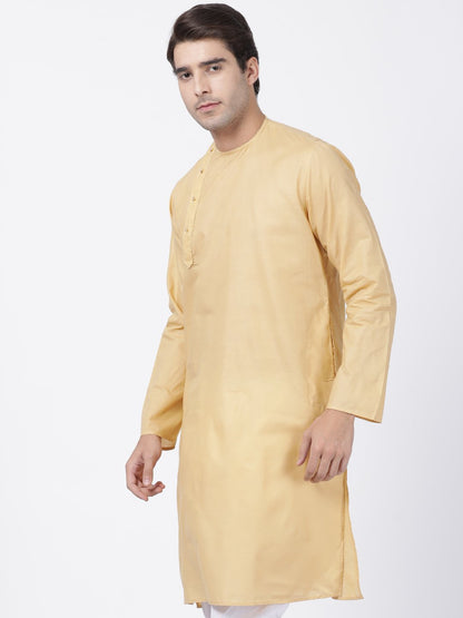 Men's Beige Cotton Blend Kurta