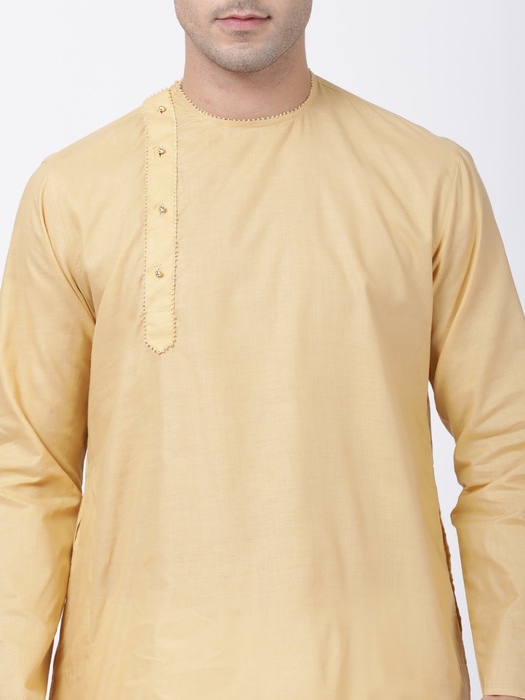 Men's Beige Cotton Blend Kurta