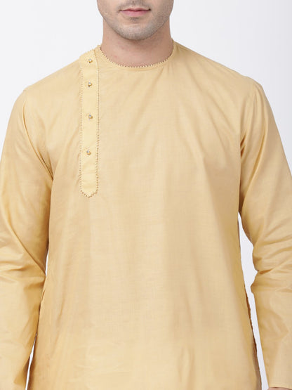 Men's Beige Cotton Blend Kurta