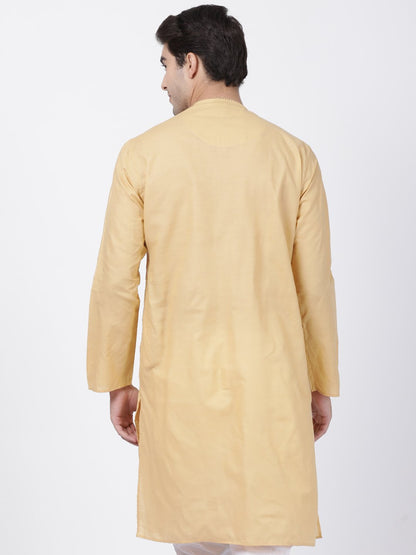 Men's Beige Cotton Blend Kurta