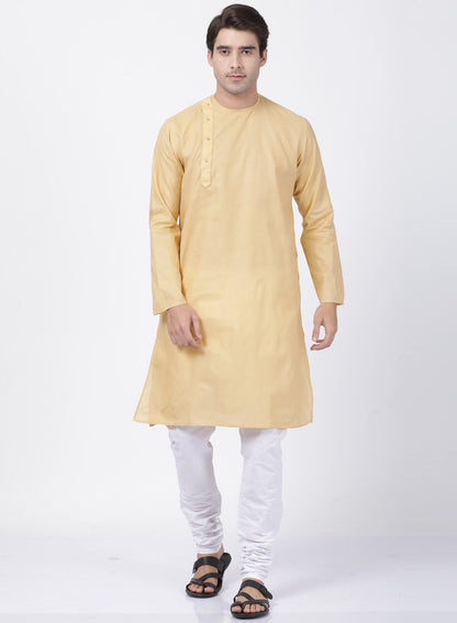 Men's Beige Cotton Blend Kurta